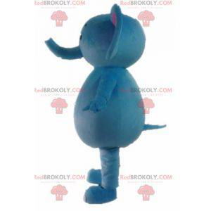 Mascote elefante azul e rosa fofo e colorido - Redbrokoly.com
