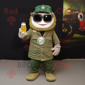 Olivgrön öl maskot kostym...