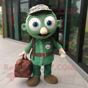 Forest Green Gyro mascot costume character dressed with a Button-Up Shirt and Tote bags