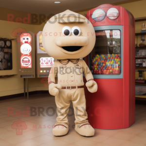 Beige Gumball Machine mascot costume character dressed with a Chinos and Handbags