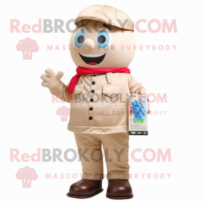 Beige Gumball Machine mascot costume character dressed with a Chinos and Handbags