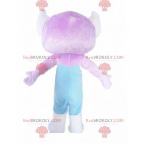 Kleine aap mascotte paars en blauw schepsel - Redbrokoly.com