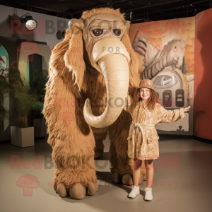 Tan Mammoth mascot costume character dressed with a Playsuit and Cummerbunds