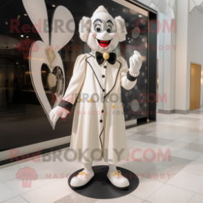 Cream Mime mascot costume character dressed with a Coat and Anklets