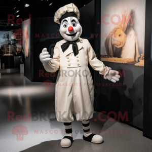 Cream Mime mascot costume character dressed with a Coat and Anklets