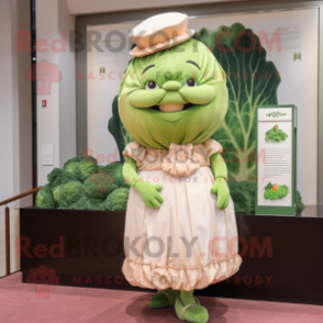 Peach Cabbage mascot costume character dressed with a Empire Waist Dress and Cufflinks