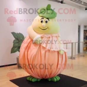 Peach Cabbage mascot costume character dressed with a Empire Waist Dress and Cufflinks