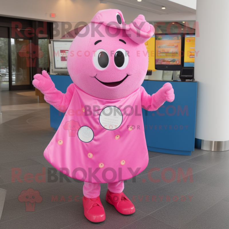 Pink Ray mascot costume character dressed with a Jeans and Coin purses Pink Ray mascot costume character dressed with a Jeans and Coin purses