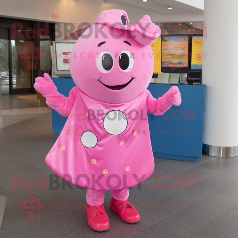 Pink Ray mascot costume character dressed with a Jeans and Coin purses