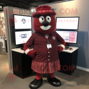 Maroon Guinness mascot costume character dressed with a Button-Up Shirt and Bracelets