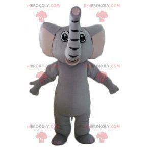 Mascote elefante cinza totalmente personalizável -