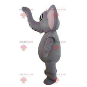 Mascote elefante cinza totalmente personalizável -