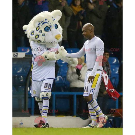 Mascotte della tigre bianca con gli occhi azzurri in