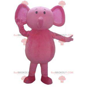 Volledig aanpasbare roze olifant mascotte - Redbrokoly.com