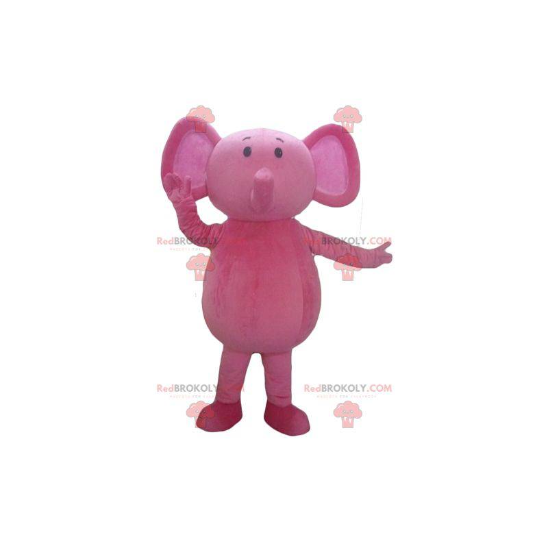 Mascotte elefante rosa completamente personalizzabile -