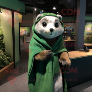 Green Ferret mascot costume character dressed with a Cover-up and Scarves