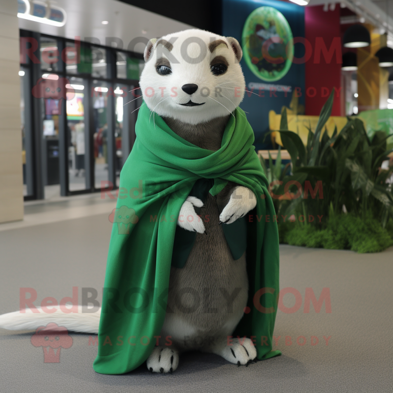 Green Ferret mascot costume character dressed with a Cover-up and Scarves Green Ferret mascot costume character dressed with a Cover-up and Scarves