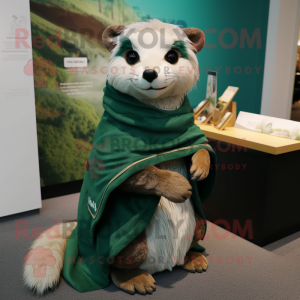 Green Ferret mascot costume character dressed with a Cover-up and Scarves