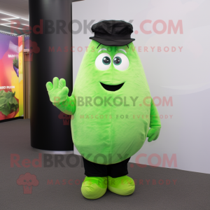Lime Green Potato mascot costume character dressed with a Suit Pants and Mittens