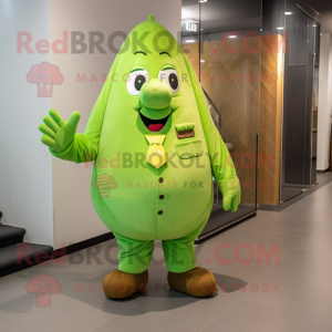 Lime Green Potato mascot costume character dressed with a Suit Pants and Mittens