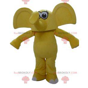 Mascotte d'éléphant jaune avec de grandes oreilles -