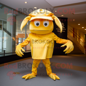 Gold Krabbe maskot kostume...