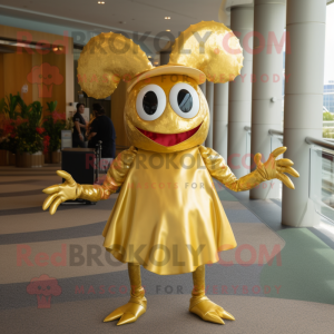 Gold Krabbe maskot kostume...