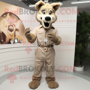 Tan Say Wolf mascot costume character dressed with a Playsuit and Rings