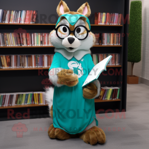 Teal Squirrel maskot kostym...