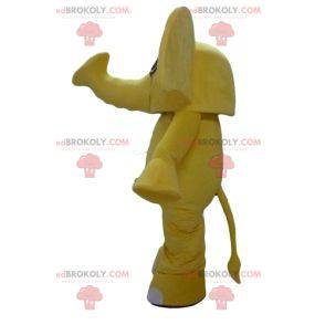 Mascotte d'éléphant jaune avec de grandes oreilles -