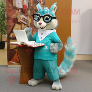 Teal Squirrel maskot kostym...