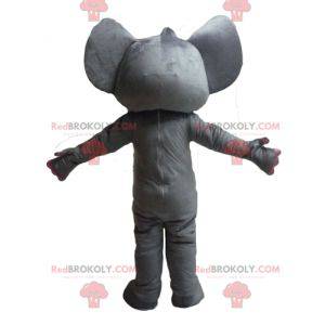 Divertida y original mascota elefante gris y blanco. -