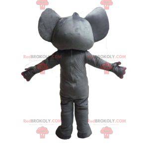 Funny and original gray and white elephant mascot -