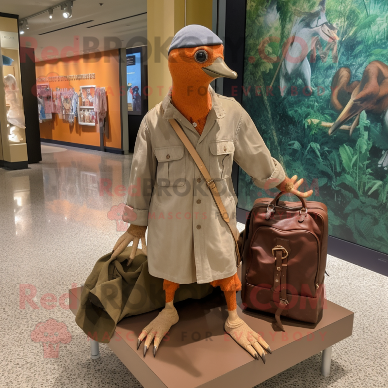 Tan Passenger Pigeon mascot costume character dressed with a Bermuda Shorts and Shoe laces