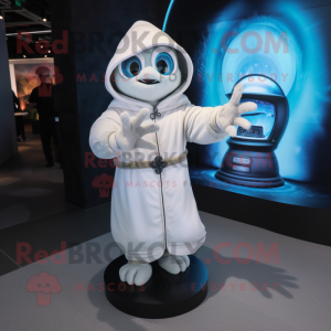 White Hourglass mascot costume character dressed with a Hoodie and Gloves