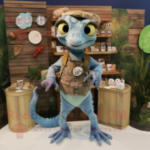 Olive Geckos mascot costume character dressed with a Chambray Shirt and Coin purses