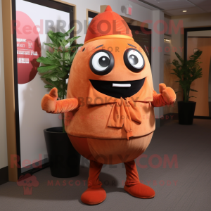 Rust Grapefruit mascot costume character dressed with a Turtleneck and Cummerbunds