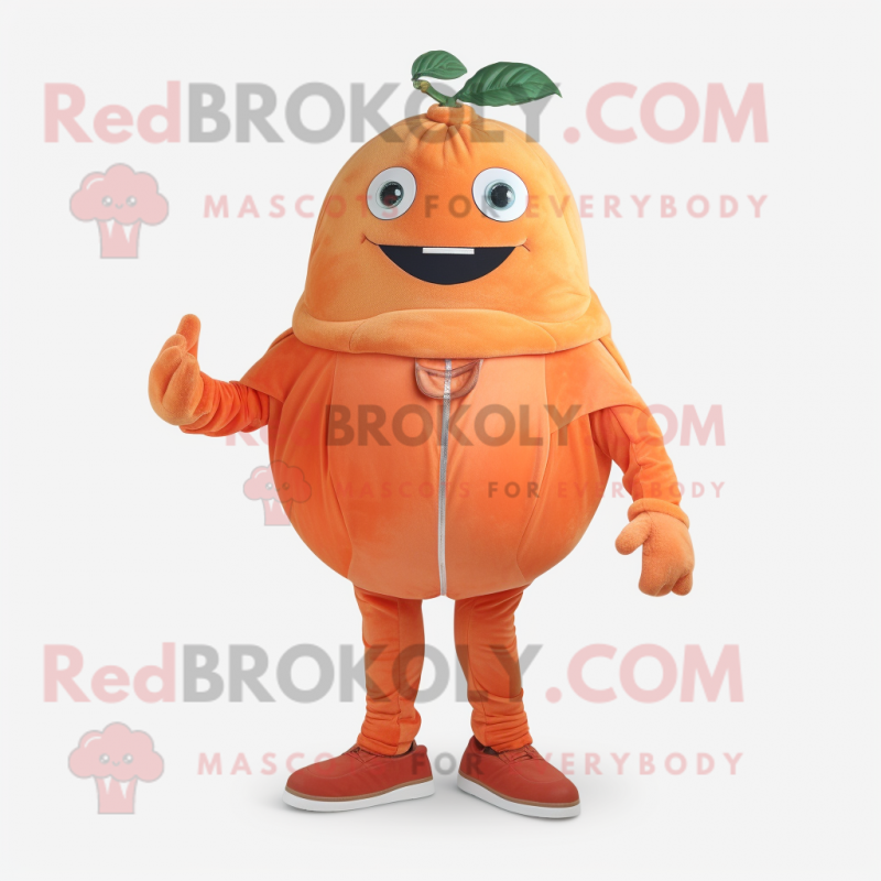 Rust Grapefruit mascot costume character dressed with a Turtleneck and Cummerbunds Rust Grapefruit mascot costume character dressed with a Turtleneck and Cummerbunds