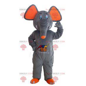 Mascotte d'éléphant gris et orange mignon et coloré -