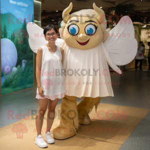 Beige Tooth Fairy mascot costume character dressed with a Shorts and Anklets