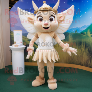 Beige Tooth Fairy mascot costume character dressed with a Shorts and Anklets