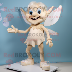 Beige Tooth Fairy mascot costume character dressed with a Shorts and Anklets