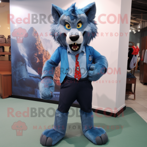 Blauer Werwolf Maskottchen...