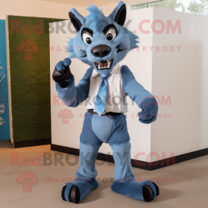 Blauwe weerwolf mascotte...