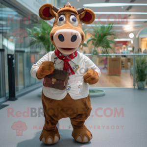 Brown Guernsey Cow mascotte...