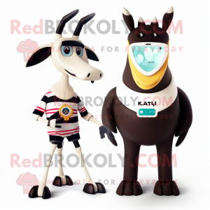 Cream Okapi mascot costume character dressed with a Bikini and Smartwatches