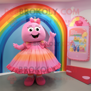 Pink Rainbow maskot kostume...