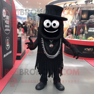 Black Spaghetti mascot costume character dressed with a Blazer and Anklets