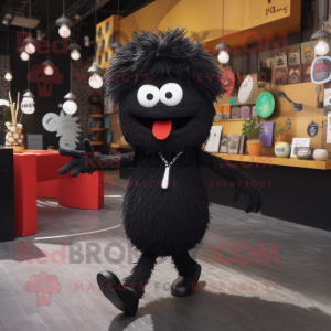 Black Spaghetti mascot costume character dressed with a Blazer and Anklets