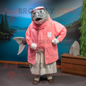 Roze zalm mascotte kostuum...